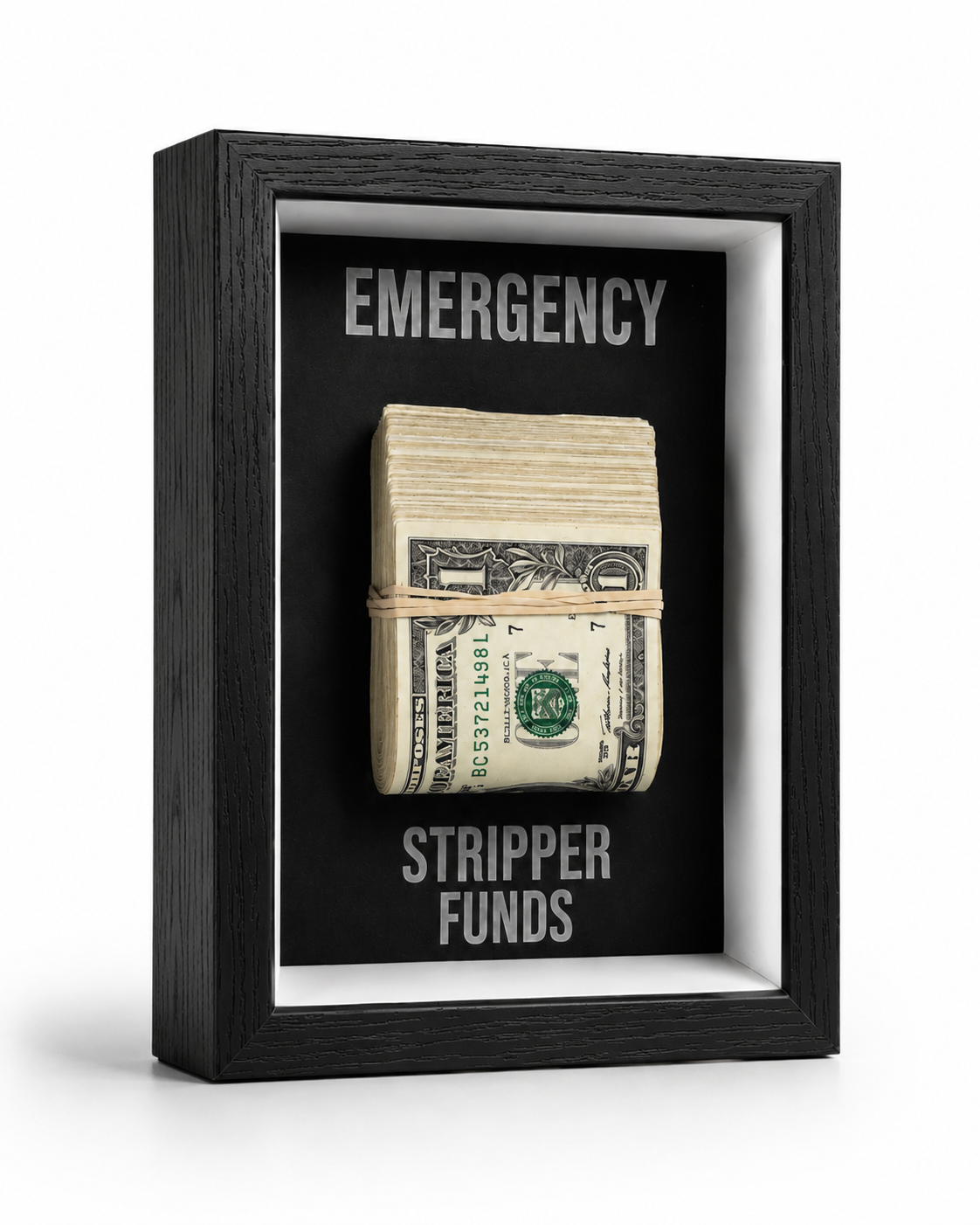 EMERGENCY Stripper Funds Frame — Novelty Humor Wall Décor with Prop Cash | Brnd Studio