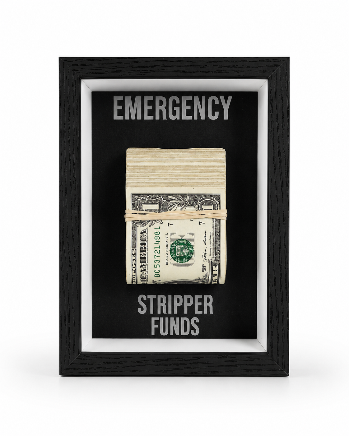 EMERGENCY Stripper Funds Frame — Novelty Humor Wall Décor with Prop Cash | Brnd Studio