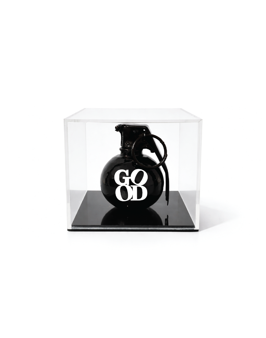 GOOD Display Grenade — Black Sculptural Art Piece in Acrylic Case | Brnd Studio