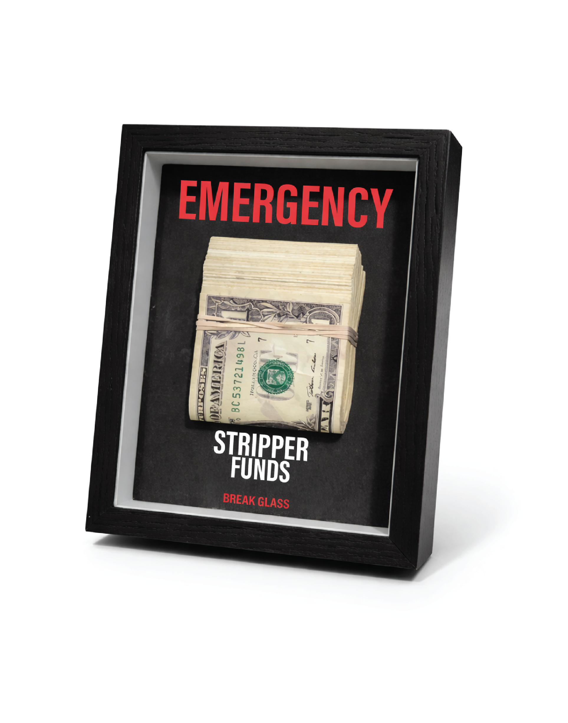 EMERGENCY Stripper Funds Frame — Novelty Humor Wall Décor with Prop Cash | Brnd Studio