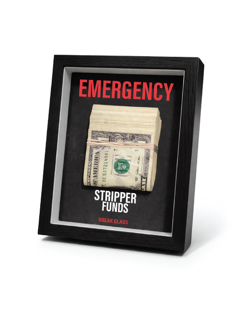 EMERGENCY Stripper Funds Frame — Novelty Humor Wall Décor with Prop Cash | Brnd Studio
