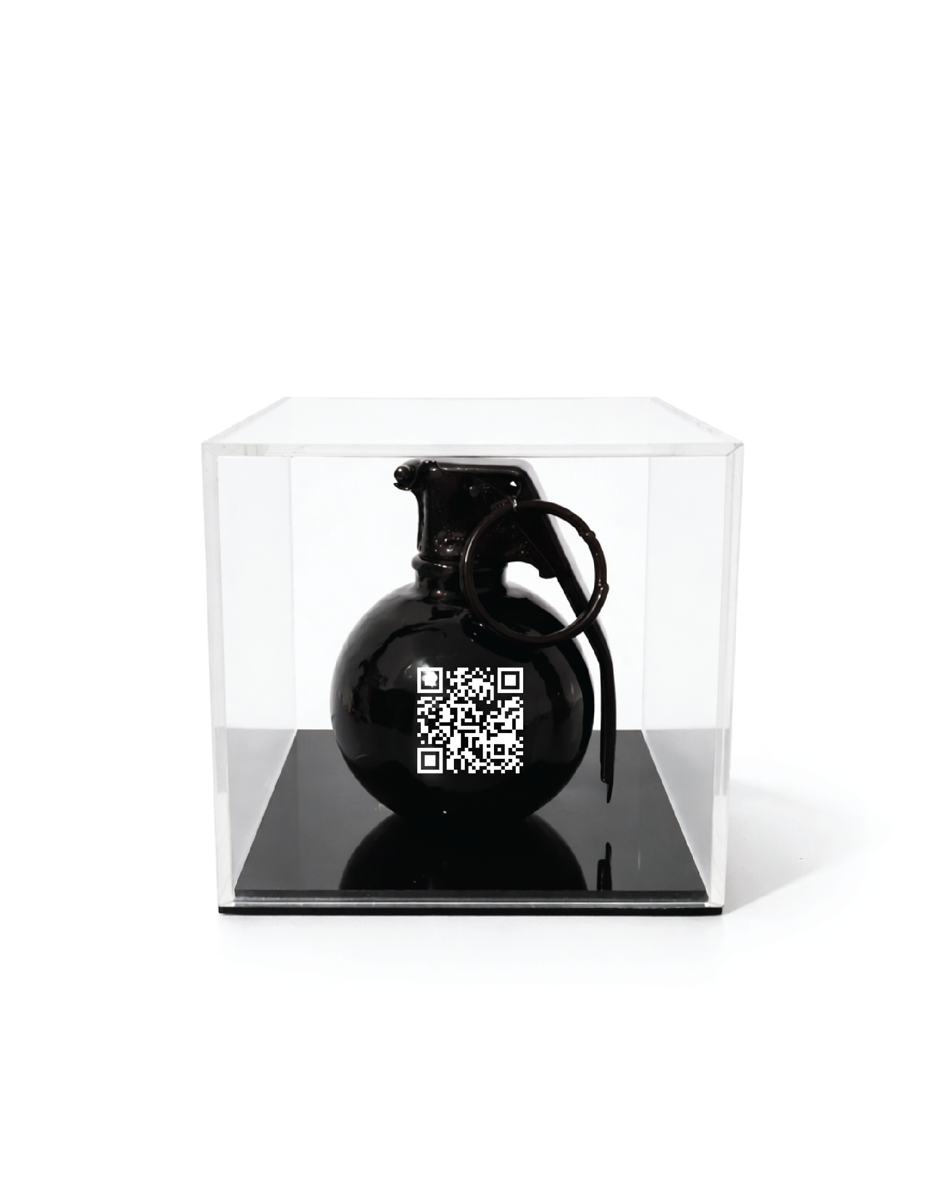 QR Grenade — Black Sculptural Display Piece with Scannable QR Code | Brnd Studio